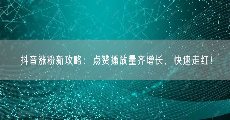 抖音涨粉新攻略：点赞播放量齐增长，快速走红！