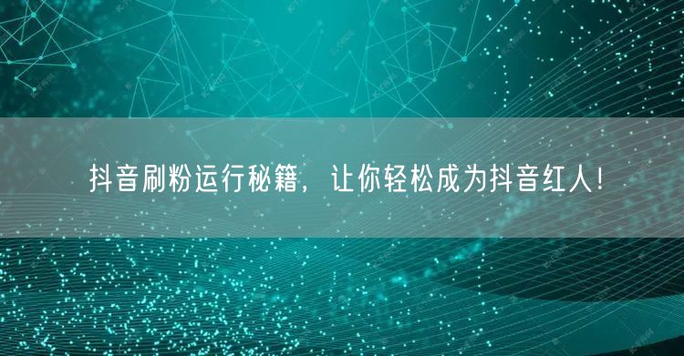 抖音刷粉运行秘籍，让你轻松成为抖音红人！