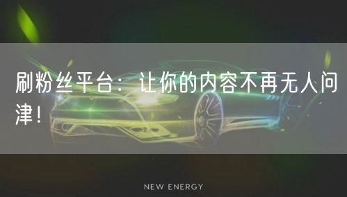 刷粉丝平台：让你的内容不再无人问津！