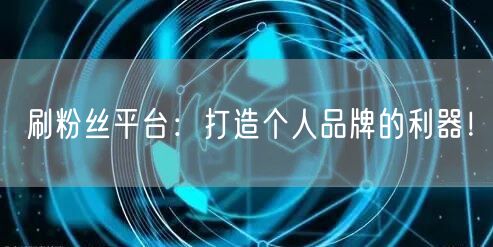 刷粉丝平台：打造个人品牌的利器！