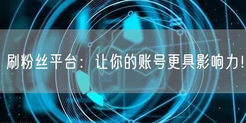 刷粉丝平台：让你的账号更具影响力！