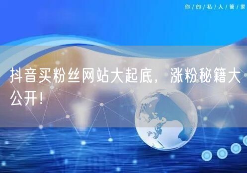 抖音买粉丝网站大起底，涨粉秘籍大公开！
