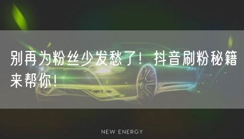 别再为粉丝少发愁了！抖音刷粉秘籍来帮你！