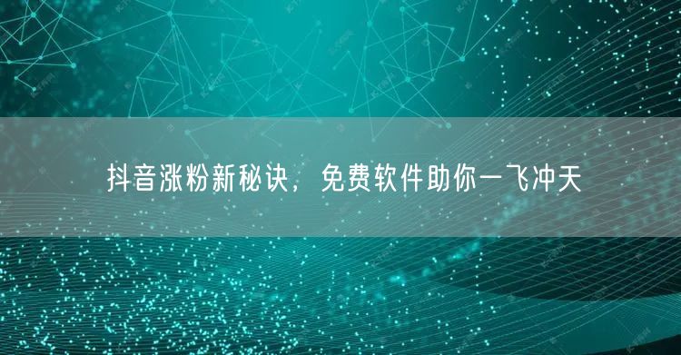 抖音涨粉新秘诀，免费软件助你一飞冲天