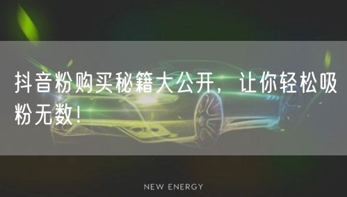 抖音粉购买秘籍大公开，让你轻松吸粉无数！