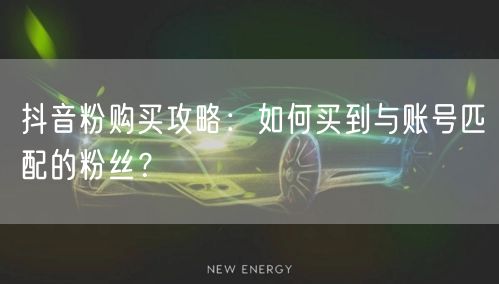 抖音粉购买攻略：如何买到与账号匹配的粉丝？