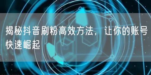 揭秘抖音刷粉高效方法，让你的账号快速崛起