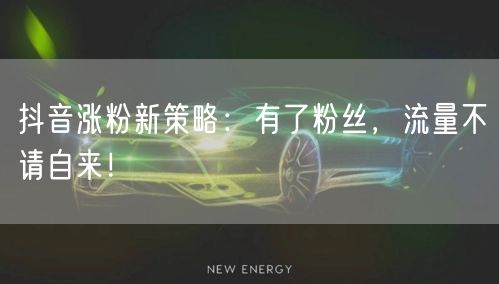 抖音涨粉新策略：有了粉丝，流量不请自来！