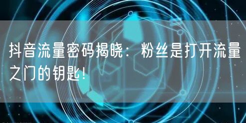 抖音流量密码揭晓：粉丝是打开流量之门的钥匙！
