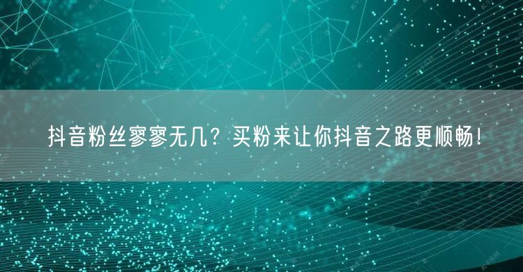 抖音粉丝寥寥无几？买粉来让你抖音之路更顺畅！