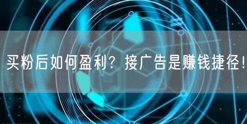买粉后如何盈利？接广告是赚钱捷径！
