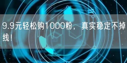9.9元轻松购1000粉,真实稳定不掉线!