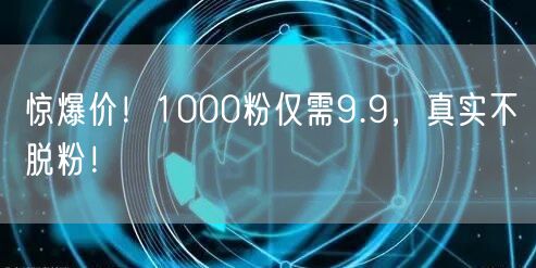 惊爆价!1000粉仅需9.9,真实不脱粉!