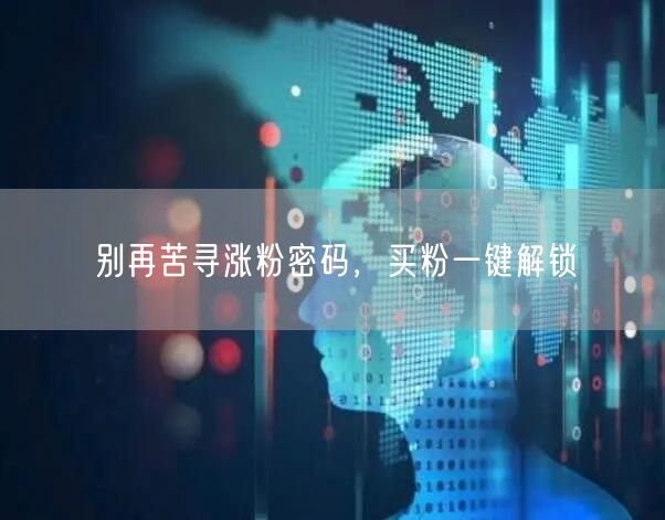 别再苦寻涨粉密码，买粉一键解锁