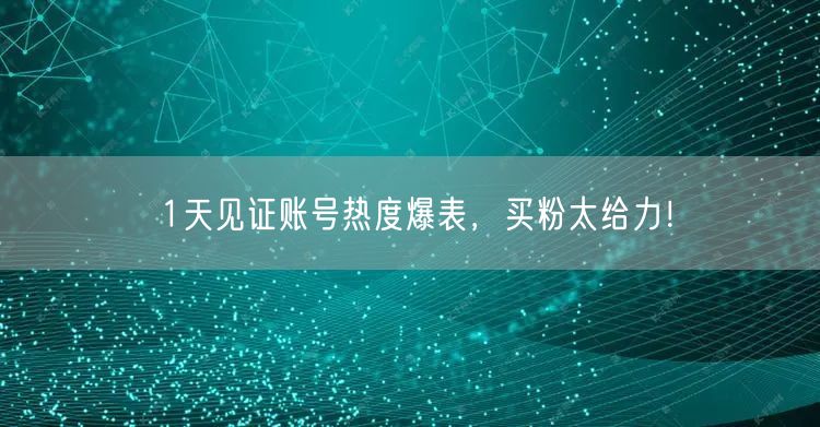 1天见证账号热度爆表，买粉太给力！