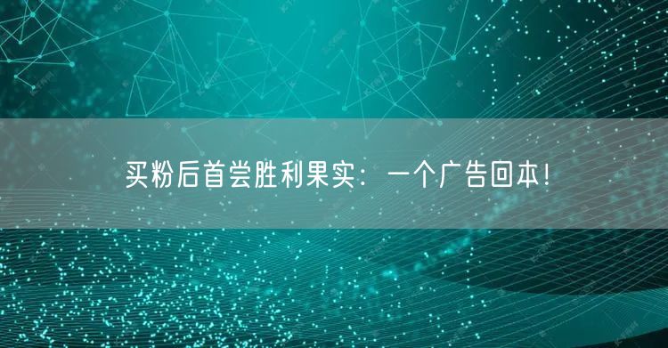 买粉后首尝胜利果实：一个广告回本！