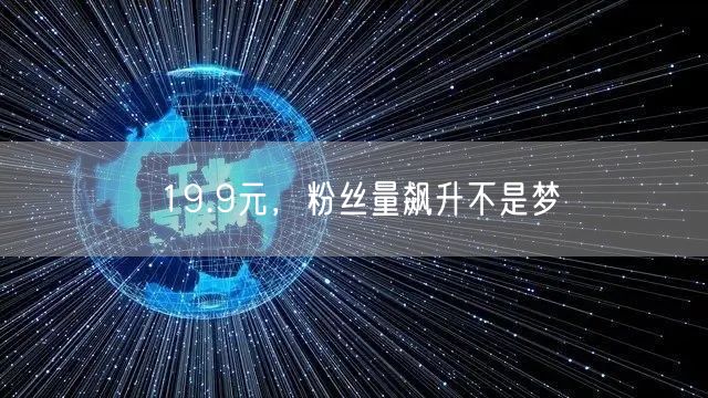 19.9元，粉丝量飙升不是梦