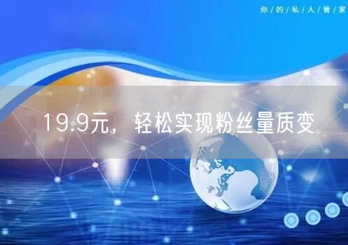 19.9元，轻松实现粉丝量质变