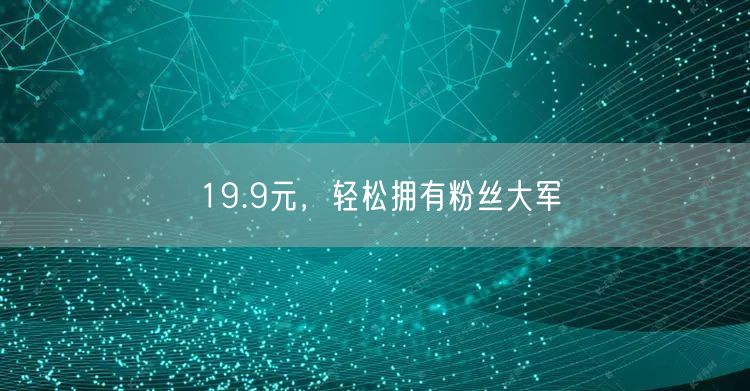 19.9元，轻松拥有粉丝大军