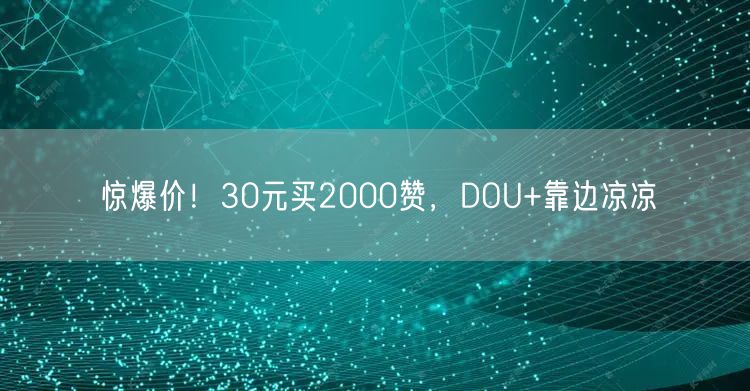 惊爆价！30元买2000赞，DOU+靠边凉凉