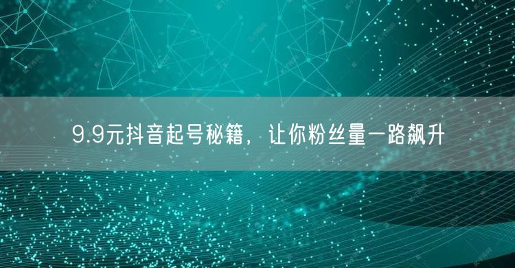 9.9元抖音起号秘籍，让你粉丝量一路飙升