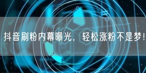抖音刷粉内幕曝光，轻松涨粉不是梦！