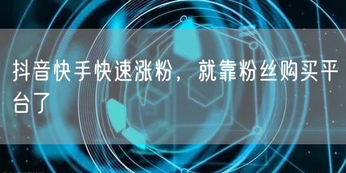 抖音快手快速涨粉，就靠粉丝购买平台了