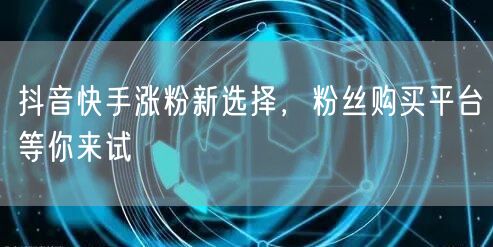 抖音快手涨粉新选择，粉丝购买平台等你来试