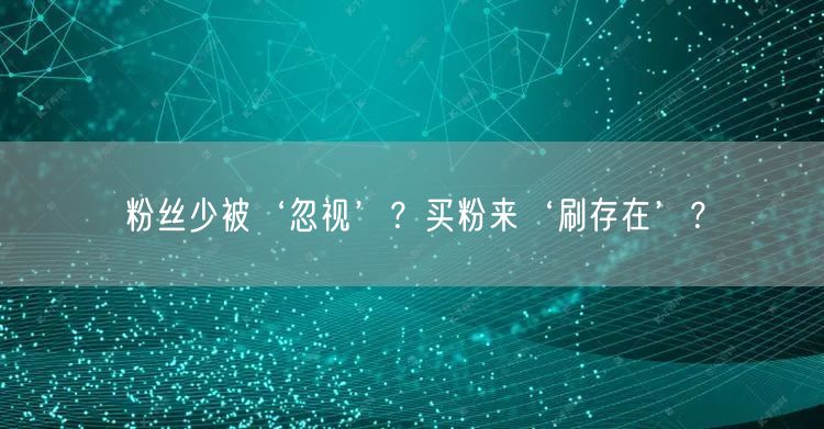 粉丝少被‘忽视’？买粉来‘刷存在’？