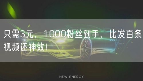 只需3元，1000粉丝到手，比发百条视频还神效！