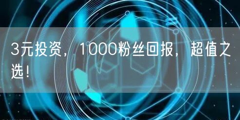3元投资，1000粉丝回报，超值之选！