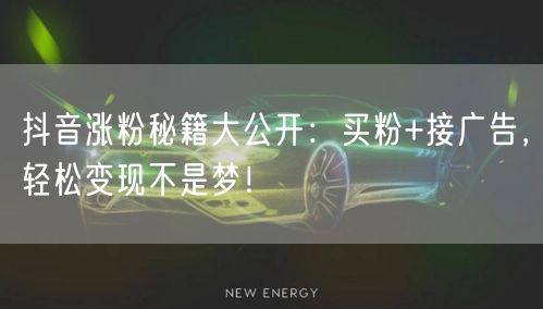 抖音涨粉秘籍大公开：买粉+接广告，轻松变现不是梦！