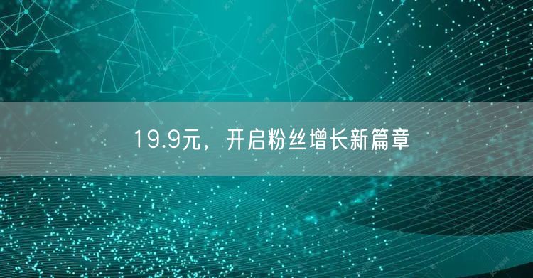 19.9元，开启粉丝增长新篇章