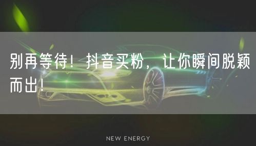 别再等待！抖音买粉，让你瞬间脱颖而出！