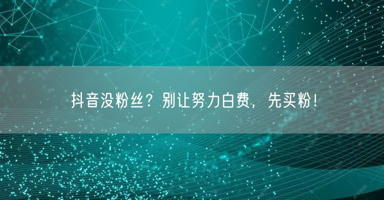 抖音没粉丝？别让努力白费，先买粉！