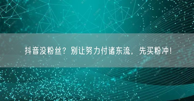 抖音没粉丝？别让努力付诸东流，先买粉冲！