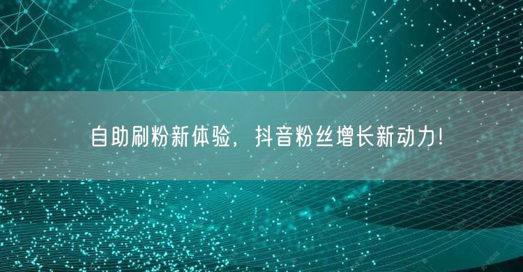 自助刷粉新体验，抖音粉丝增长新动力！