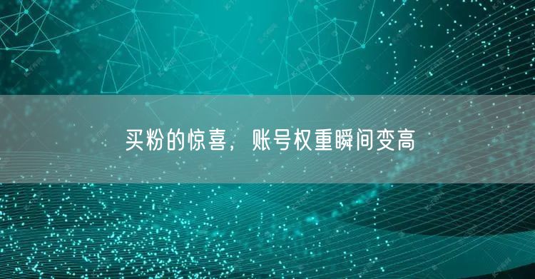 买粉的惊喜，账号权重瞬间变高