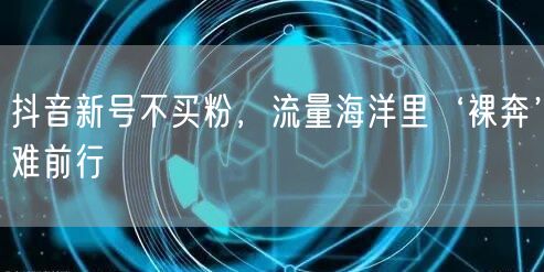 抖音新号不买粉，流量海洋里‘裸奔’难前行