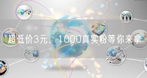 超低价3元，1000真实粉等你来拿