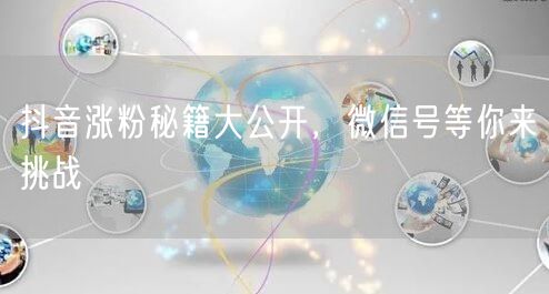 抖音涨粉秘籍大公开，微信号等你来挑战