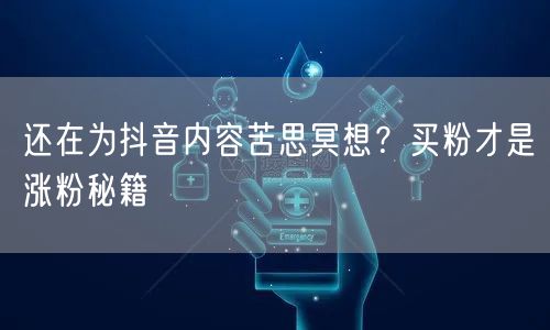 还在为抖音内容苦思冥想？买粉才是涨粉秘籍