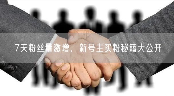 7天粉丝量激增，新号主买粉秘籍大公开