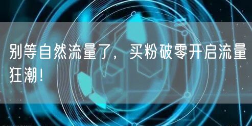 别等自然流量了，买粉破零开启流量狂潮！