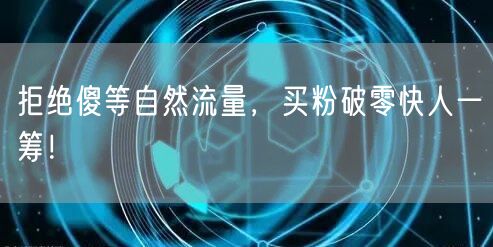 拒绝傻等自然流量，买粉破零快人一筹！
