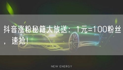 抖音涨粉秘籍大放送：1元=100粉丝，速抢！