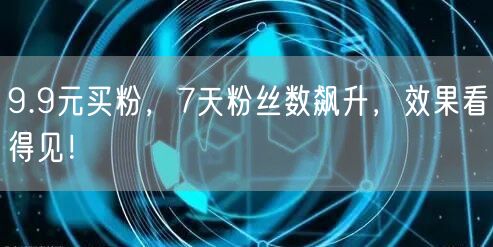 9.9元买粉，7天粉丝数飙升，效果看得见！