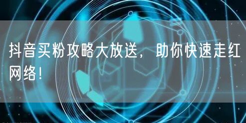 抖音买粉攻略大放送，助你快速走红网络！