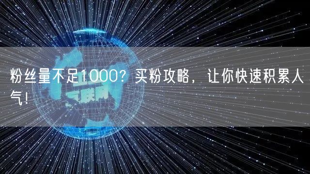 粉丝量不足1000？买粉攻略，让你快速积累人气！