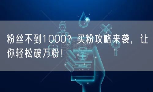 粉丝不到1000？买粉攻略来袭，让你轻松破万粉！